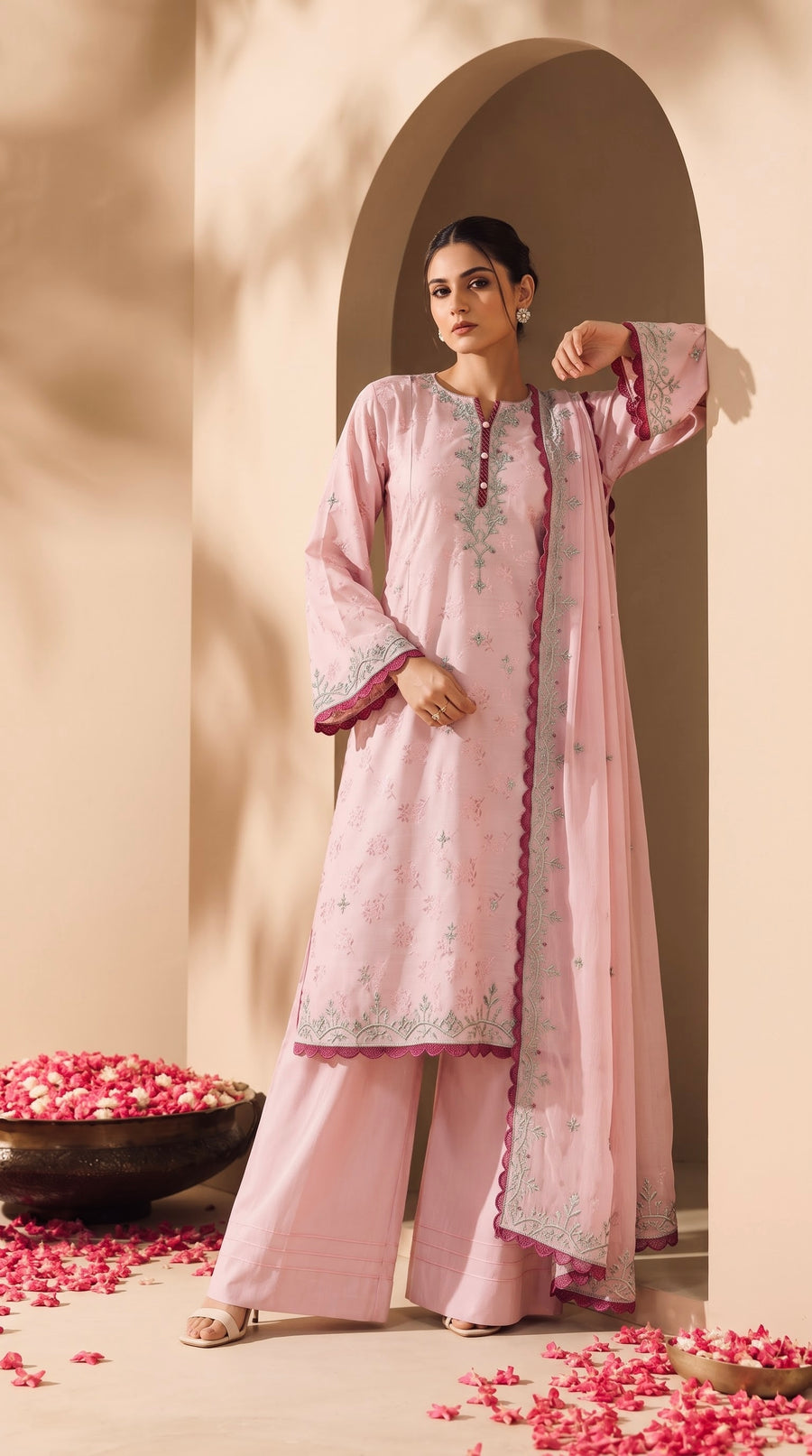 Élan | 3-Piece-Suit Viscose Jacquard Collection | Blush Pink