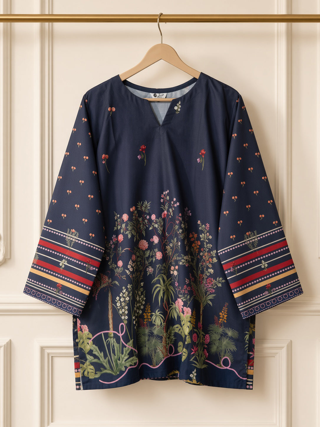 Navy Floral Swiss Lawn 2-piece women's co-ord set by Moosani Studio