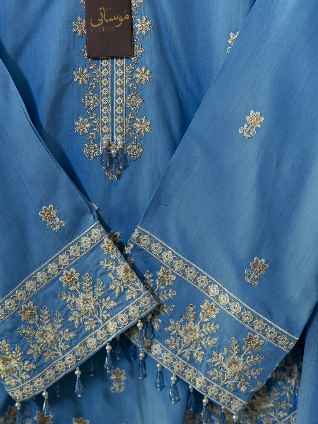 Zariya Sky Bloom viscose embroidered 3-piece stitched suit by Moosani Studio