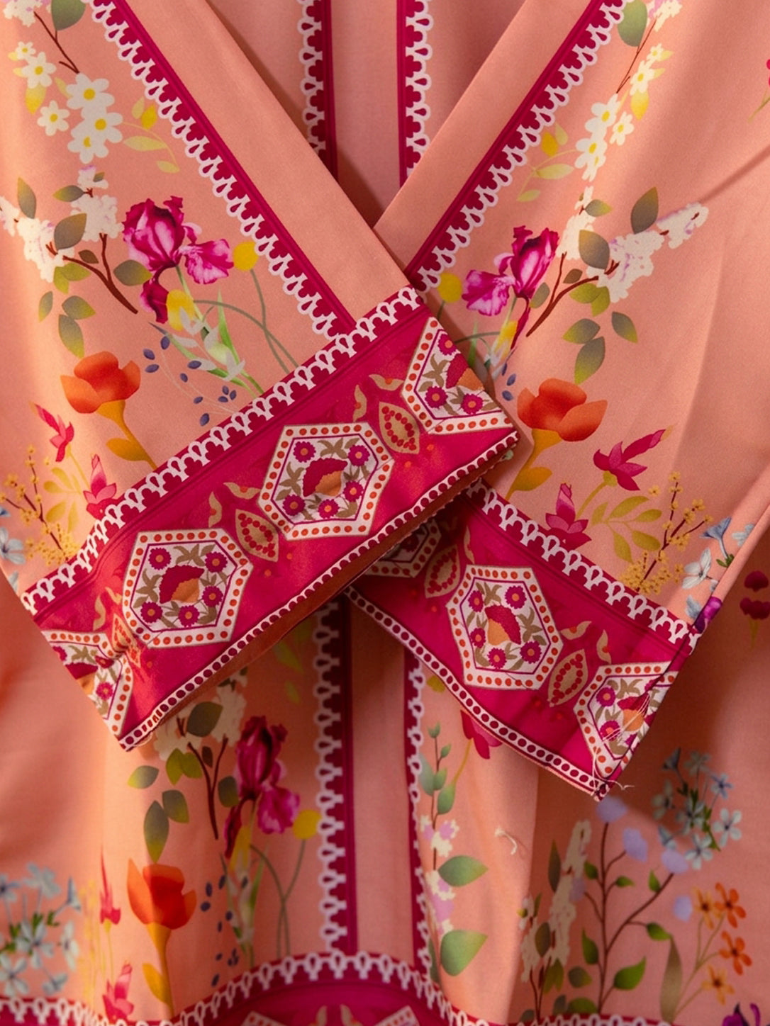 Peach Flower Swiss Lawn 2-piece women's co-ord set by Moosani Studio