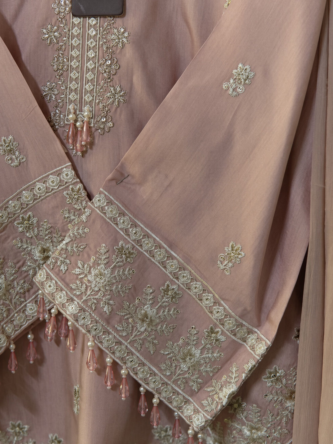 Zariya Blush Rose viscose embroidered 3-piece stitched suit by Moosani Studio