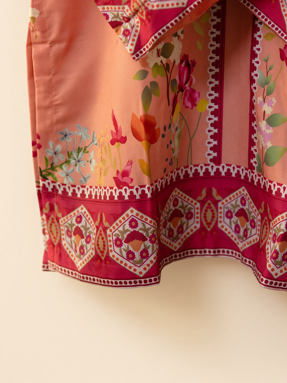 Peach Flower Swiss Lawn 2-piece women's co-ord set by Moosani Studio