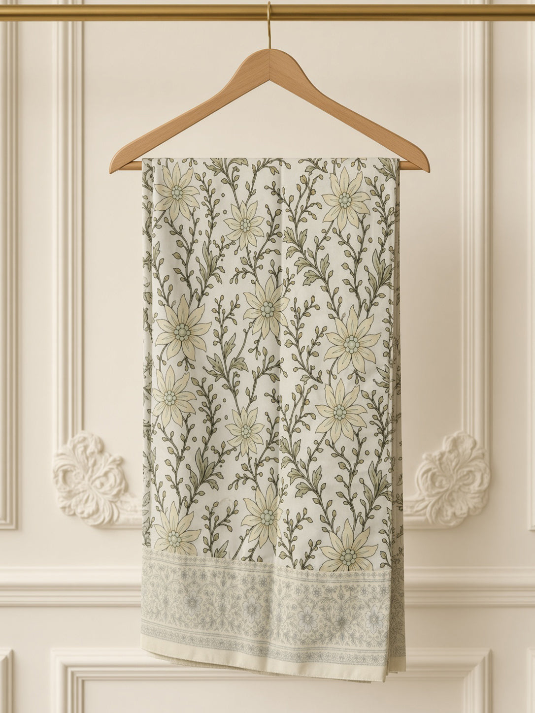 Zariya Butter Cream viscose embroidered 3-piece stitched suit by Moosani Studio