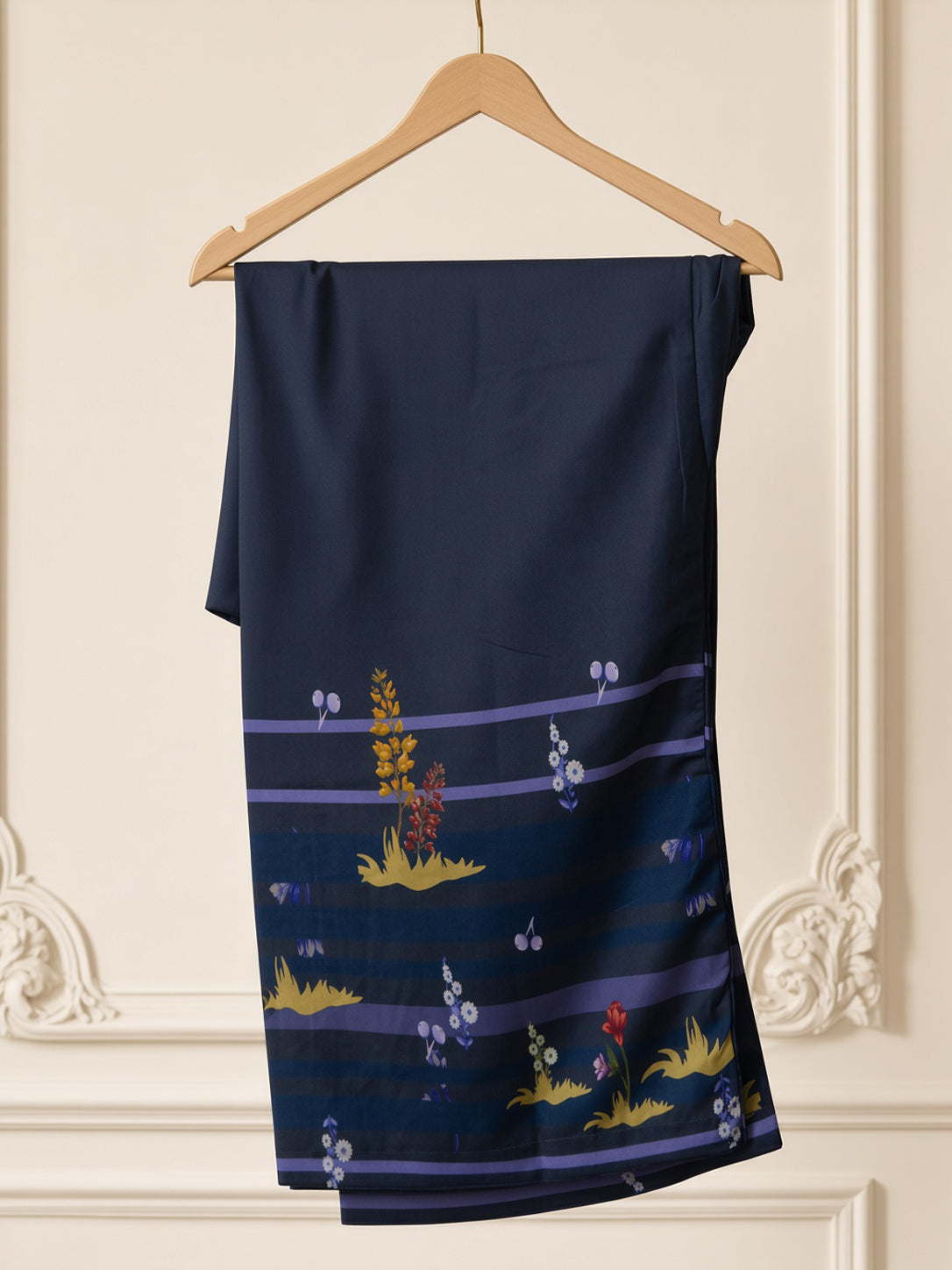 Navy Floral Swiss Lawn 2-piece women's co-ord set by Moosani Studio