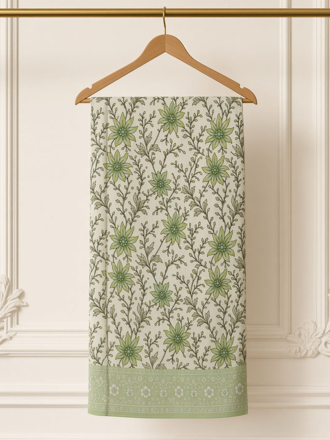 Zariya Soft Olive viscose embroidered 3-piece stitched suit by Moosani Studio