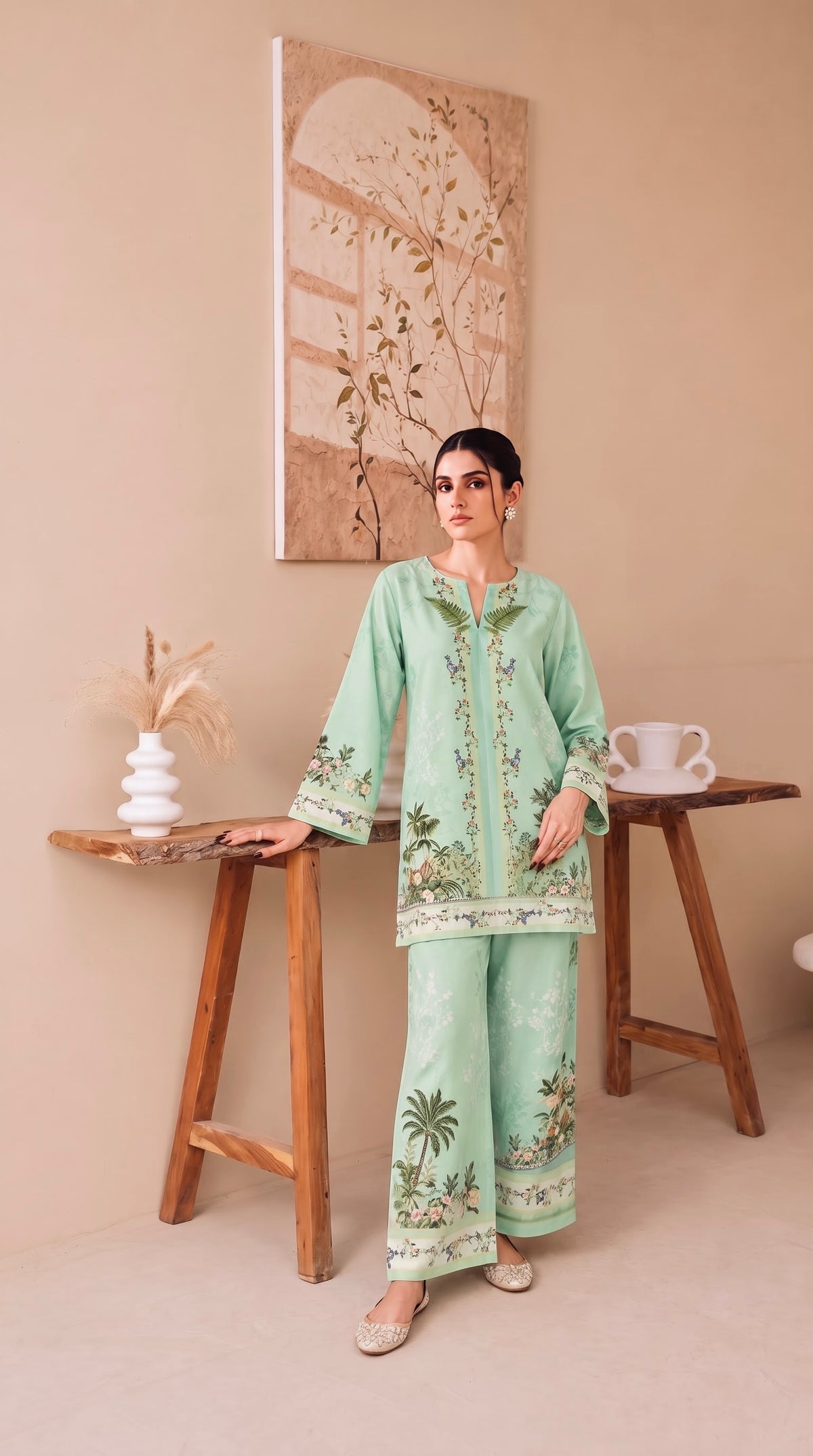 Swiss Lawn 2-Piece-Co-Ord Set | Mint Green