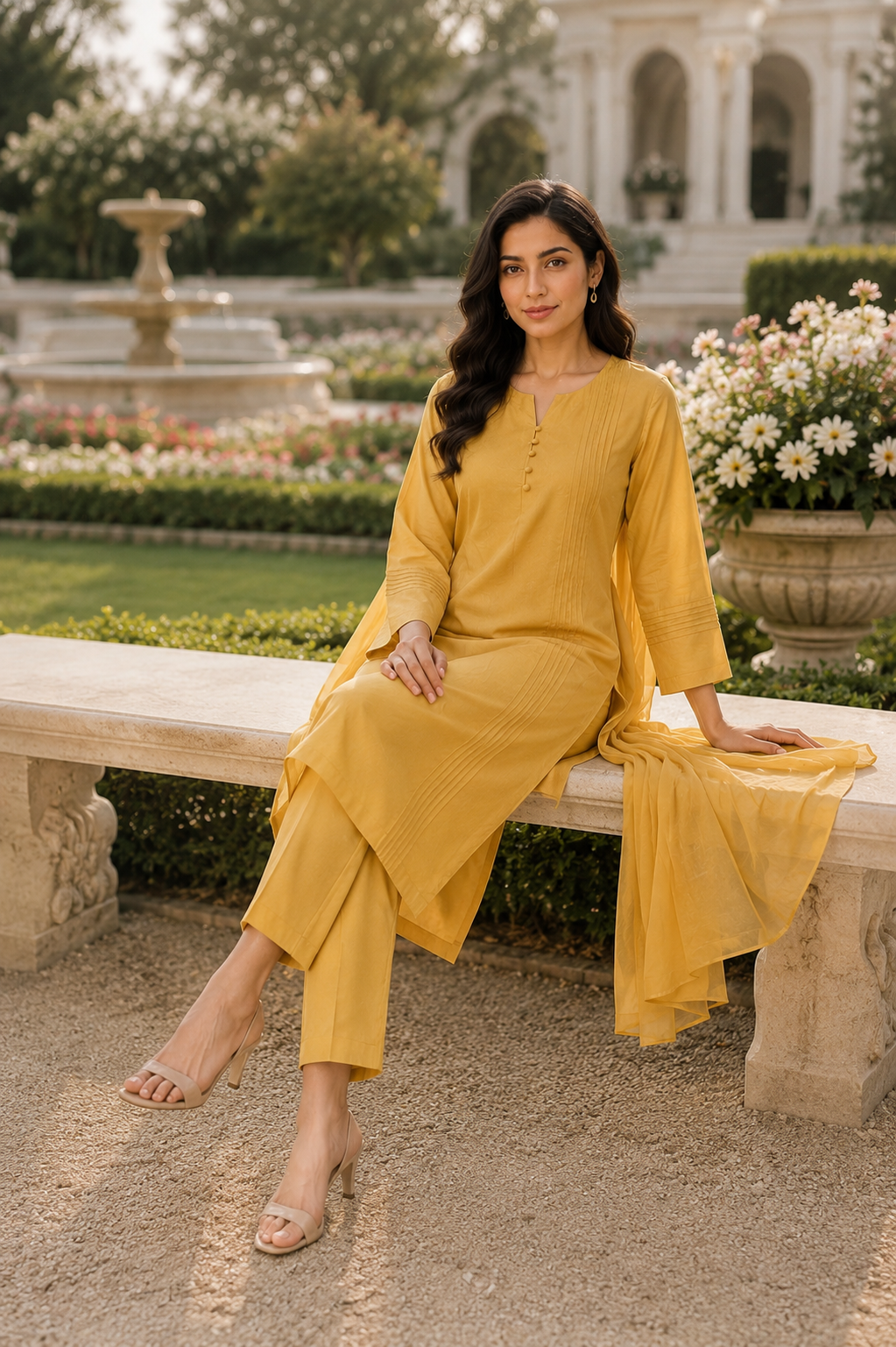 Luxury Raw Silk 3-Piece Suit – Soft Gold