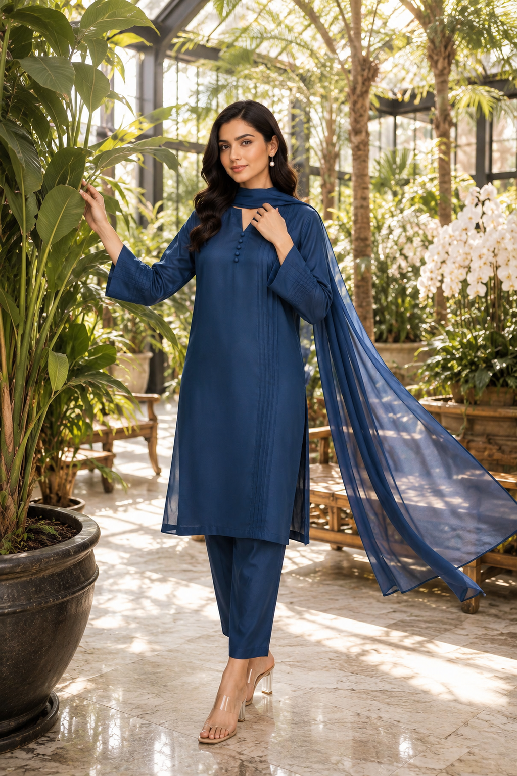 Luxury Raw Silk 3-Piece Suit – Slate Blue
