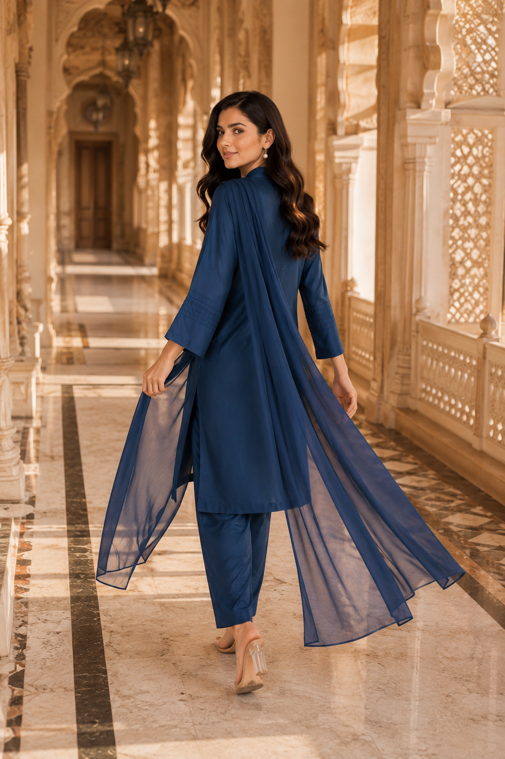 Luxury Raw Silk 3-Piece Suit – Slate Blue