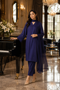 Luxury Raw Silk 3-Piece Suit – Navy Blue
