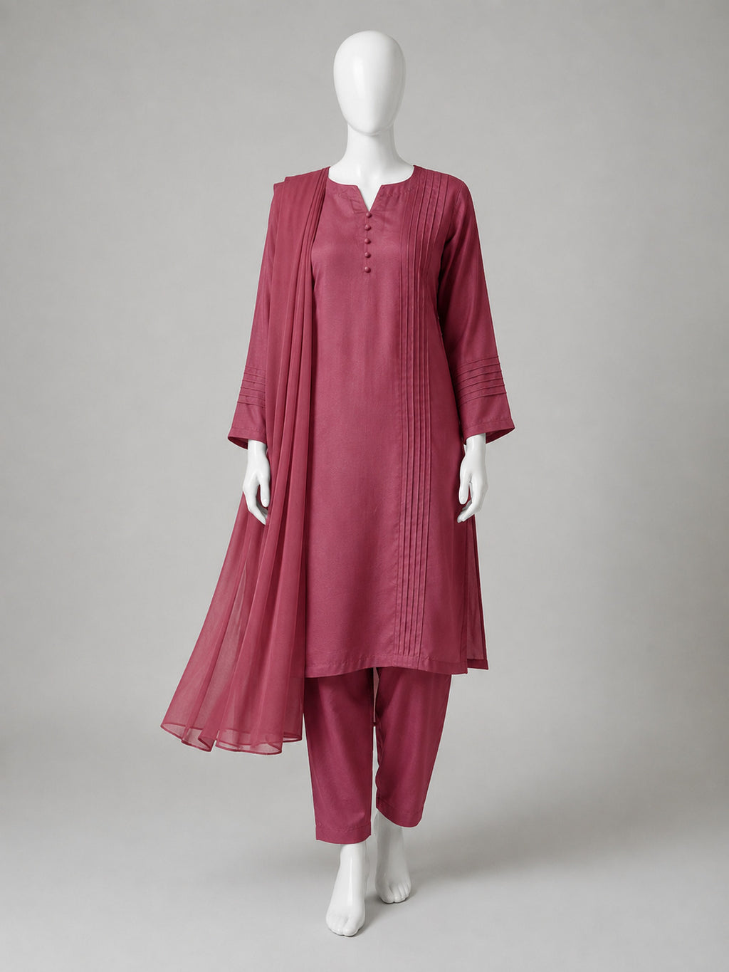 Luxury Raw Silk 3-Piece Suit – Dusty Rose