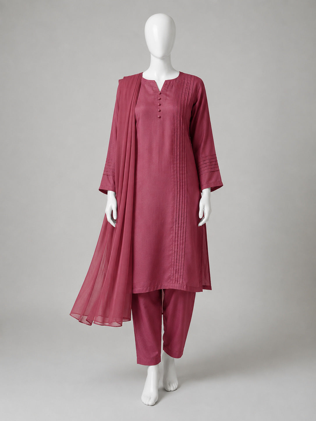 Luxury Raw Silk 3-Piece Suit – Dusty Rose
