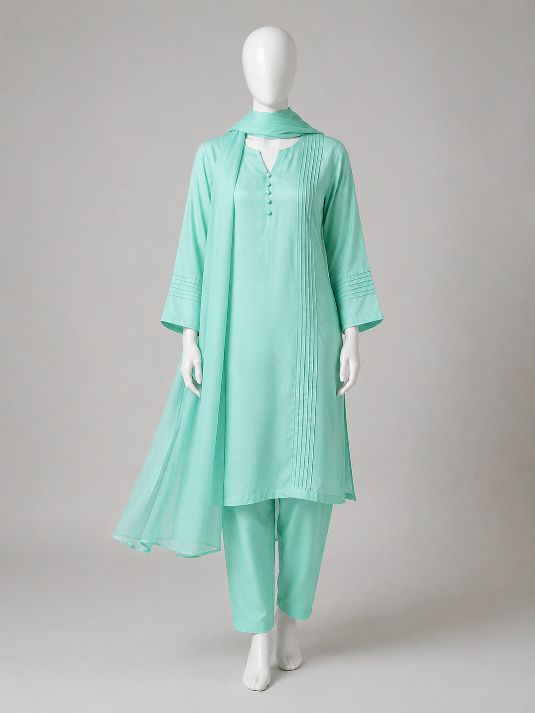 Luxury Raw Silk 3-Piece Suit – Mint Green