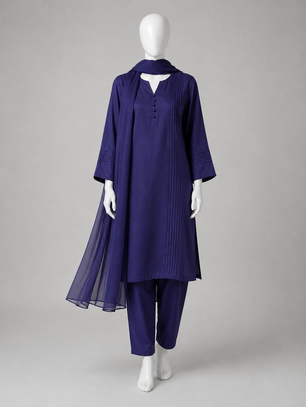 Luxury Raw Silk 3-Piece Suit – Navy Blue