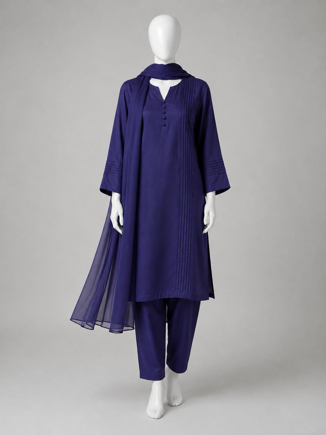 Luxury Raw Silk 3-Piece Suit – Navy Blue