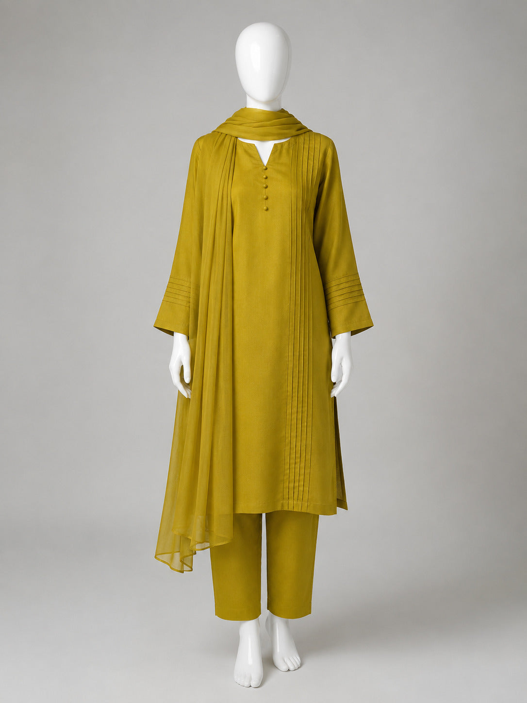 Luxury Raw Silk 3-Piece Suit – Olive Gold