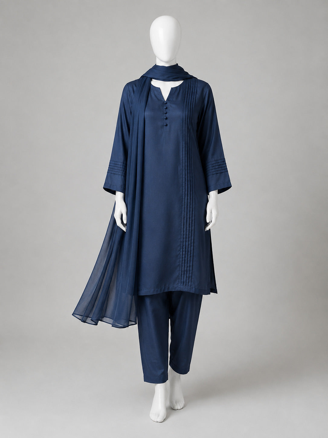 Luxury Raw Silk 3-Piece Suit – Slate Blue