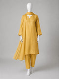Luxury Raw Silk 3-Piece Suit – Soft Gold