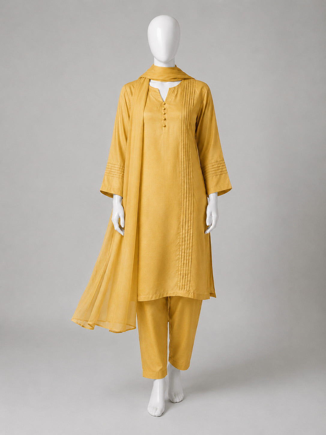 Luxury Raw Silk 3-Piece Suit – Soft Gold